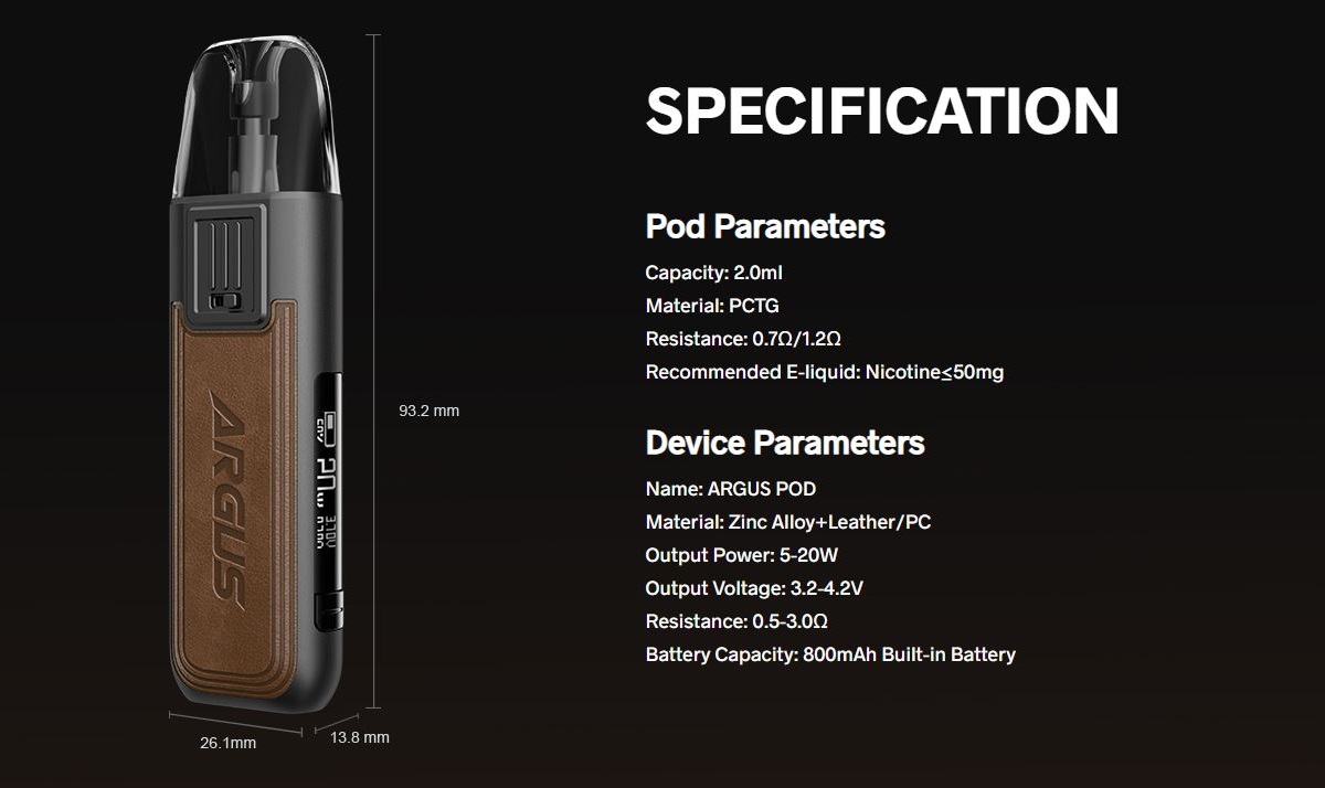 argus pod kit 800mah 2ml by voopoo 12