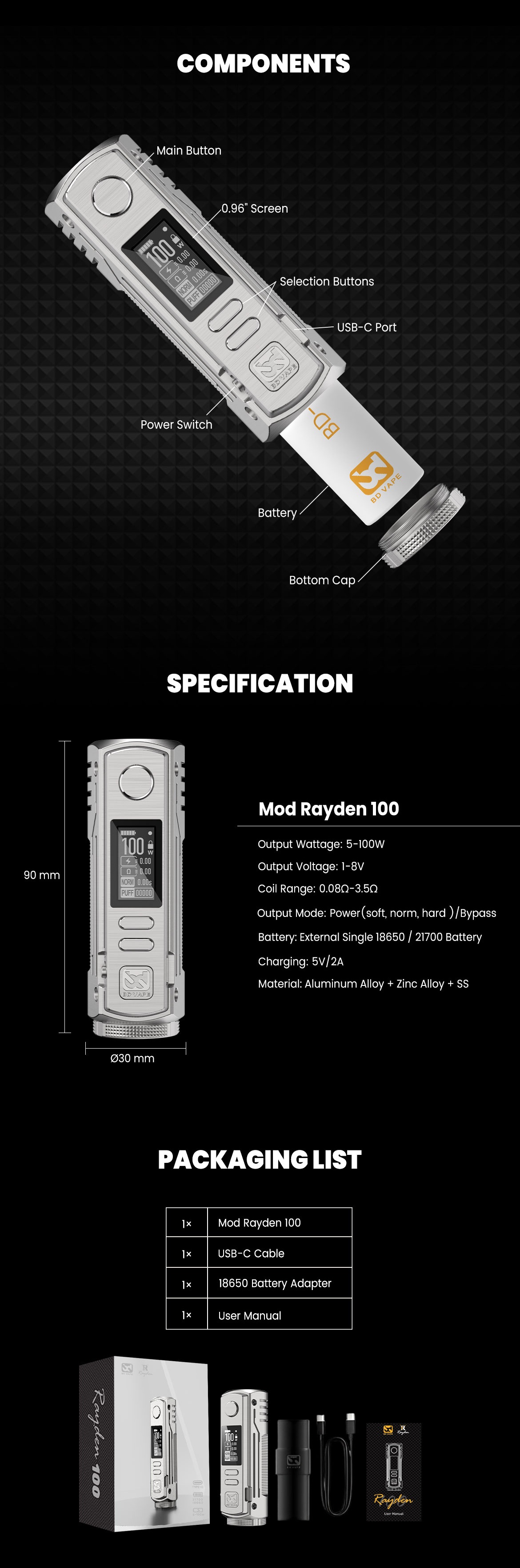 rayden 100 v2 0 dv limited edition 100w 21700 by bd vape 3